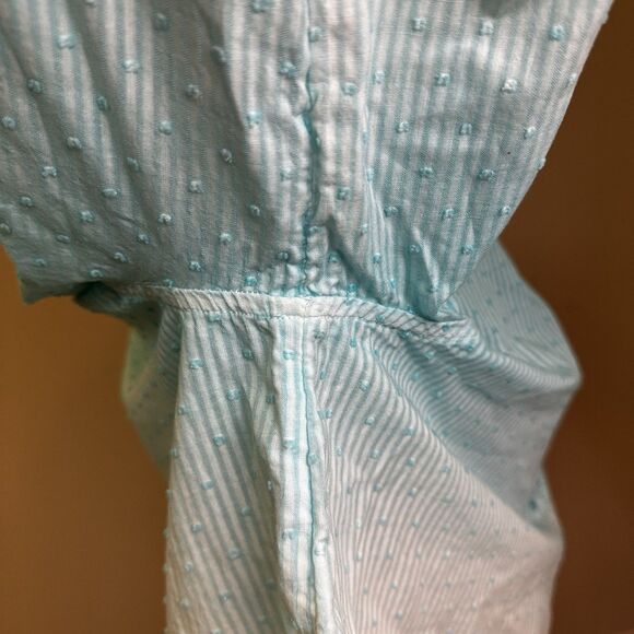 Chico’s Ombre Tunic Top White Aqua Sz 2 EUC Ruffle Resort Wear Coastal Cruise - Picture 16 of 16